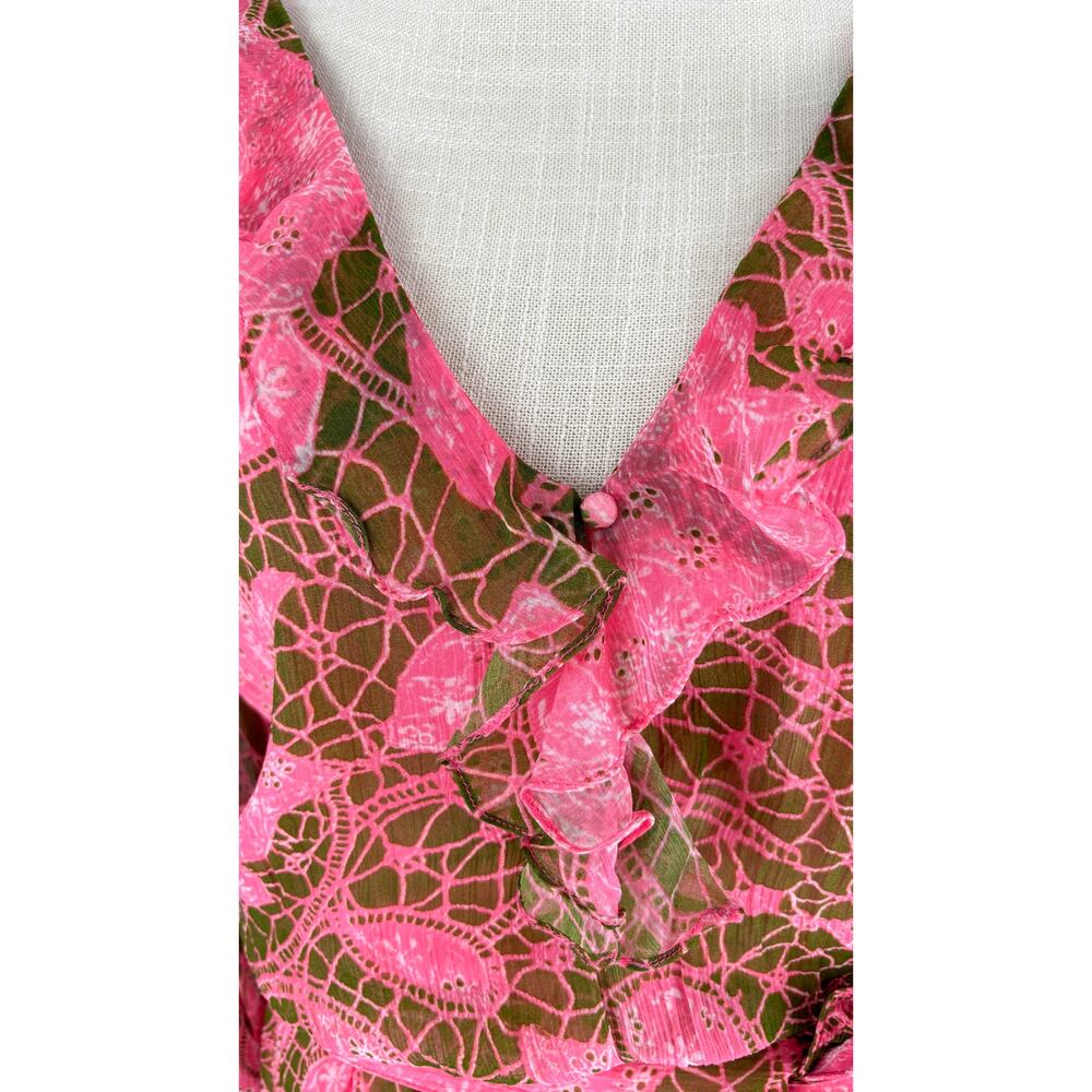 Hemant And Nandita Long Sleeve Pakhi Romper Womens Size Medium Pink New Green - Picture 6 of 15